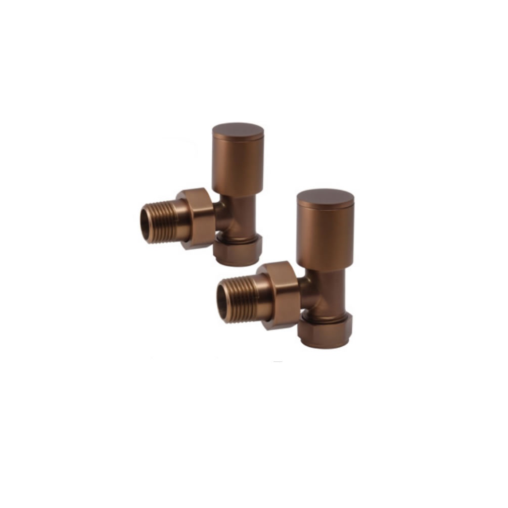 Cutout image of Redroom by Barwick Brushed Bronze Angled Round Manual Radiator Valves